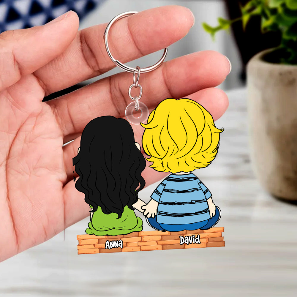 Custom Couples Cartoon Acrylic Keychain