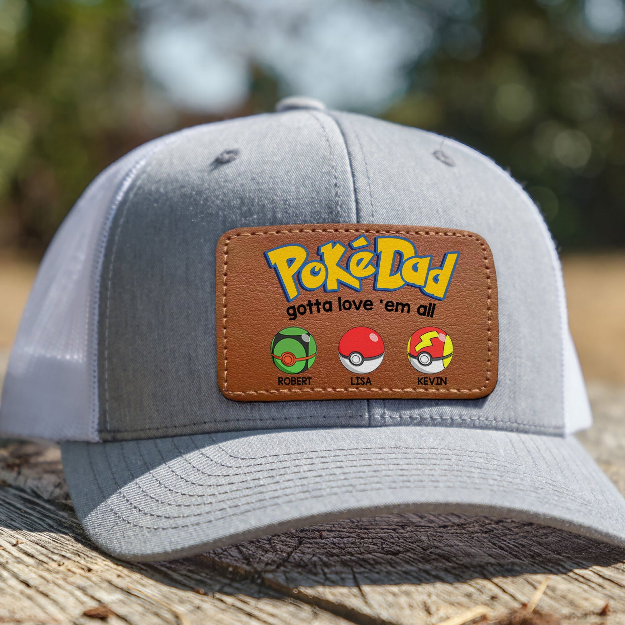 Customizable Dad Hat with Leather Patch - 'PokéPapa' Design