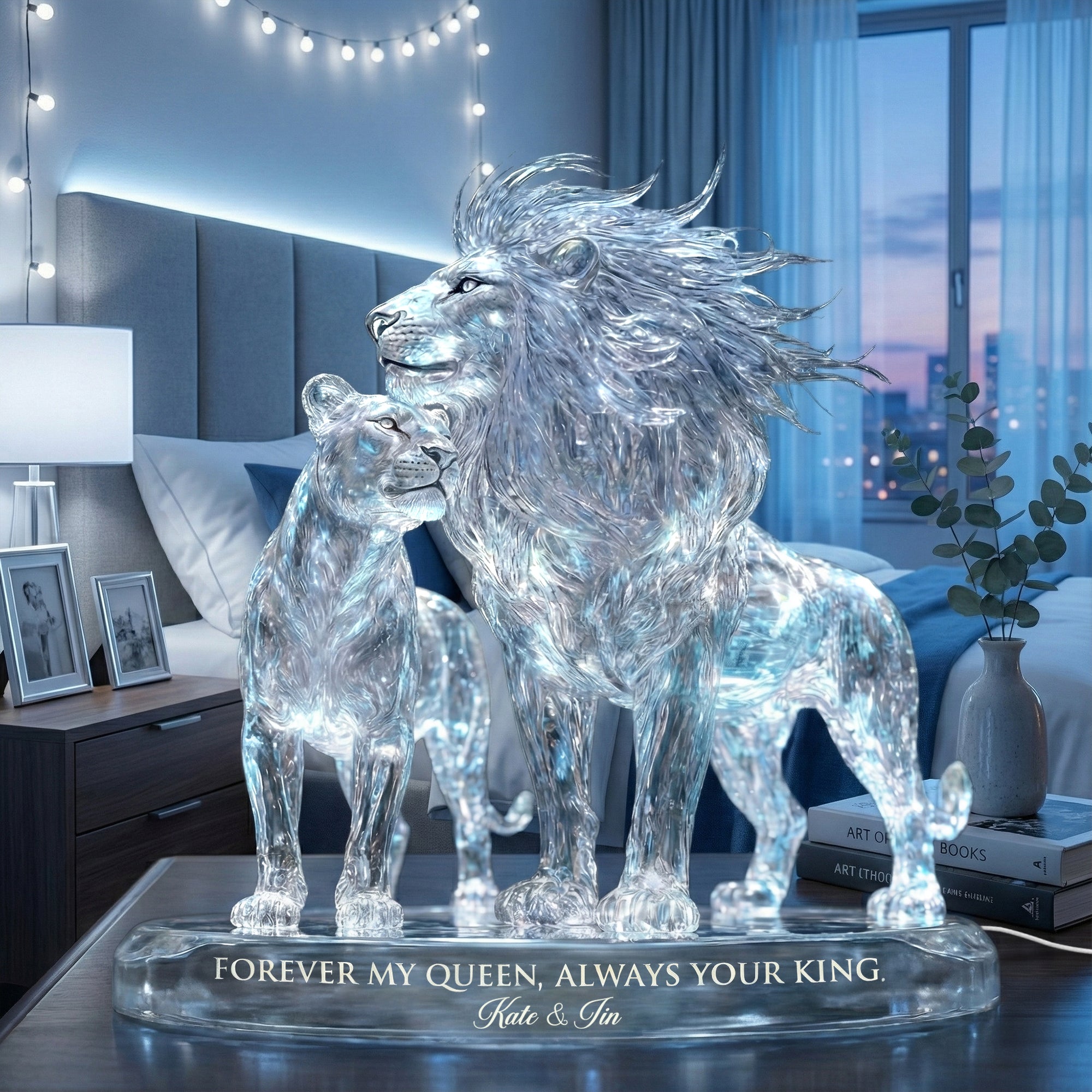 Forever My Queen, Always Your King - Majestic Lion Couple Light Box - Personalized Gift for Couples Light Box PopCulturePrints