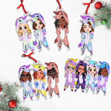 Load image into Gallery viewer, Personalized Best Friends Unicorn Pajama Ornament
