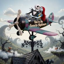 Load image into Gallery viewer, You're My Favorite Nightmare - Gothic Sweethearts Metal Weather Vane - Personalized Gift for Lovers Metal Signs PopCulturePrints
