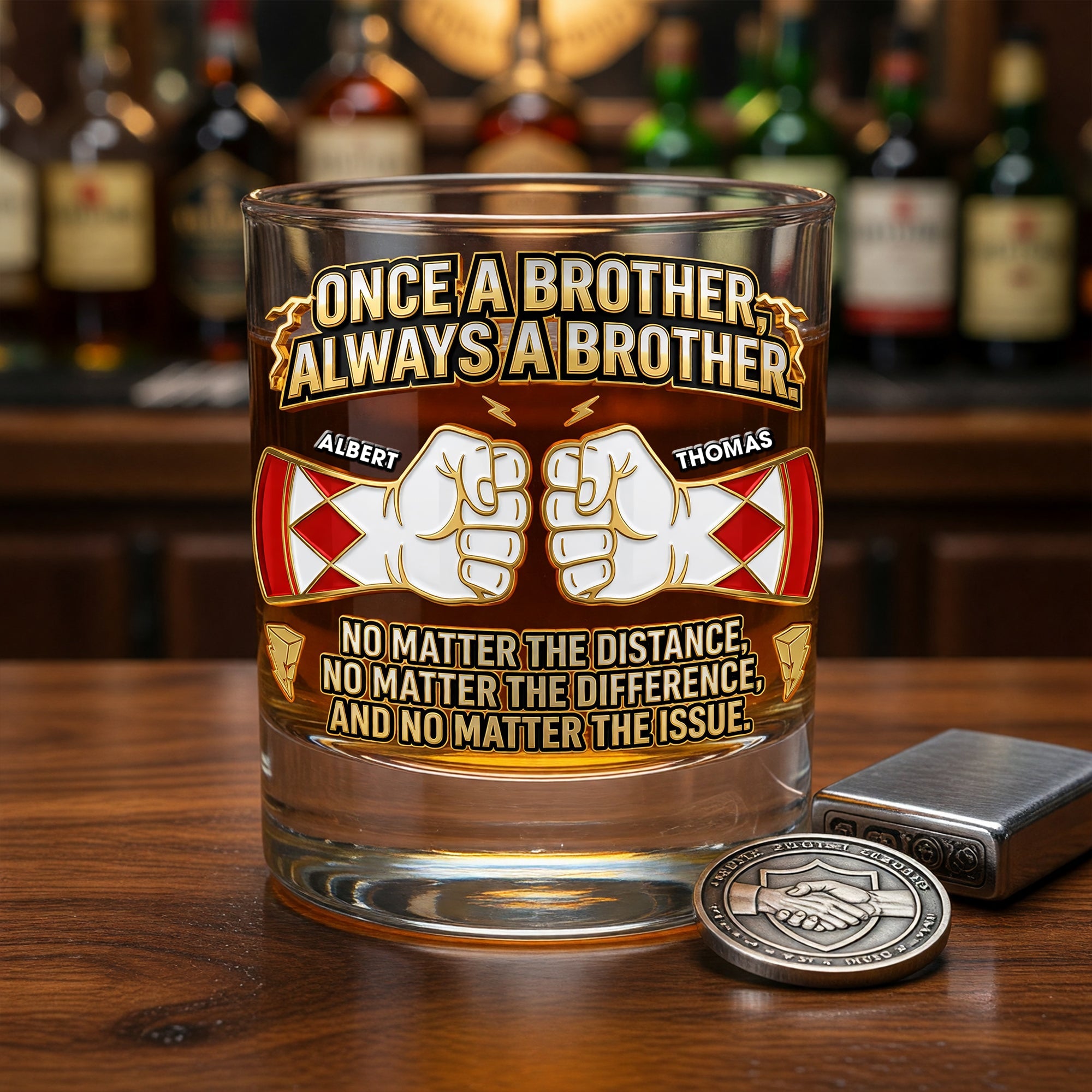 Once A Brother, Always A Brother – Personalized Drinking Glass for Brothers Glass PopCulturePrints