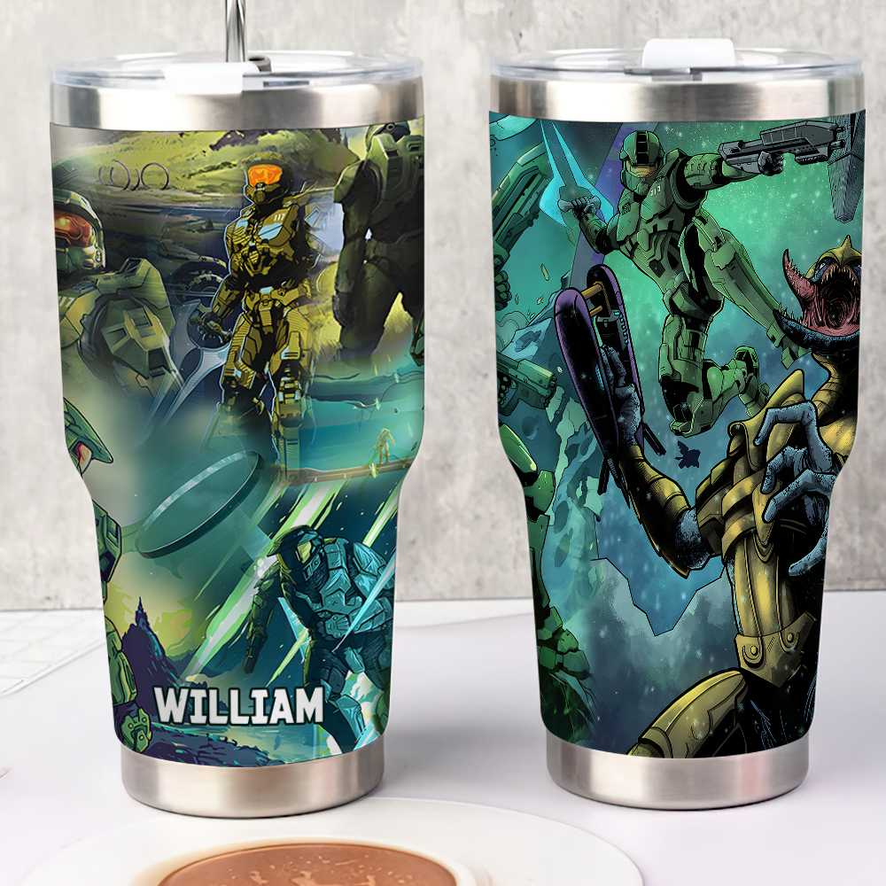 Personalized Sci-Fi Adventure 30oz Tumbler - Halo Inspired Tumbler Cup PopCulturePrints