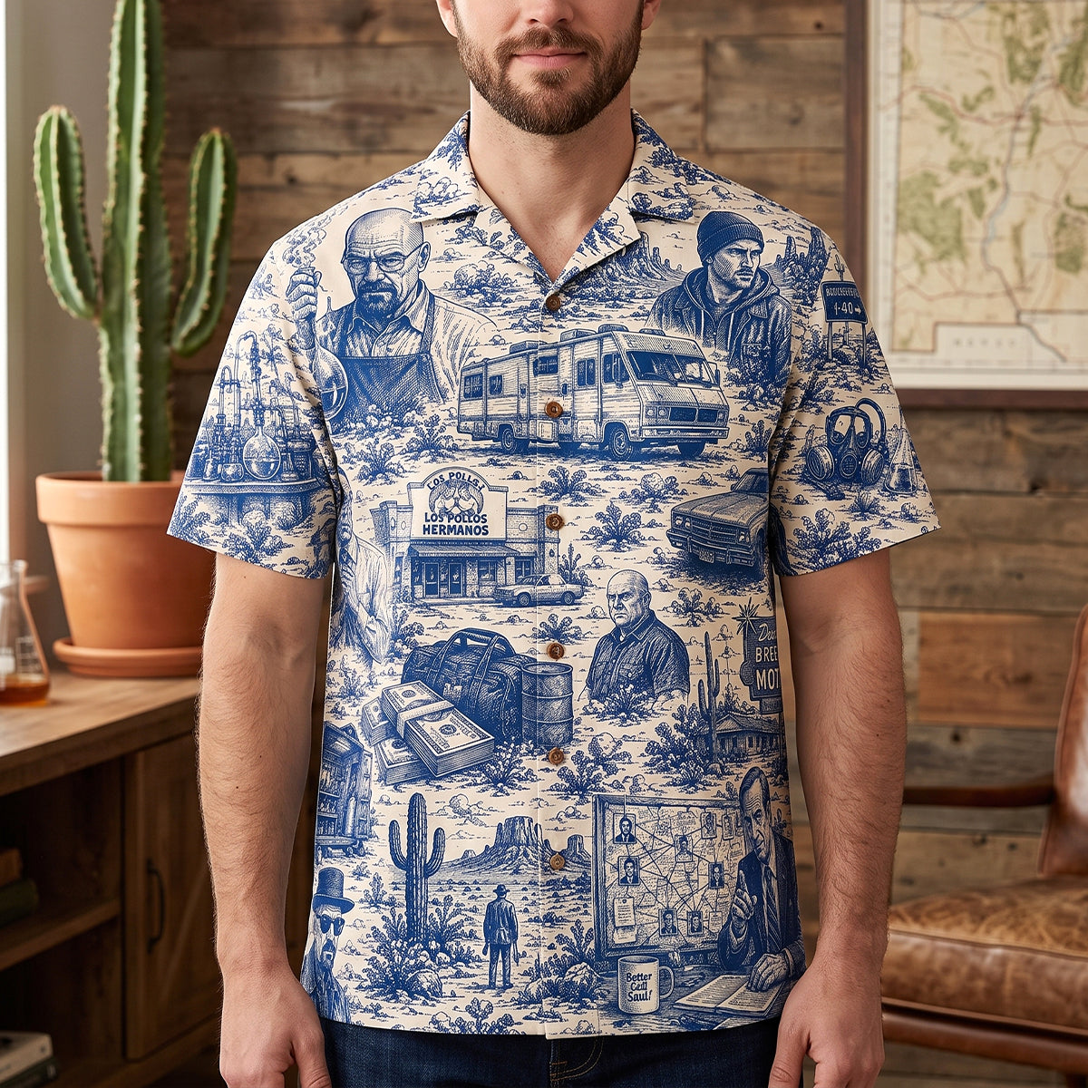Explore the Vintage Desert: Personalized Hawaiian Shirt - Custom Gift for Fans of Pop Culture & Adventure