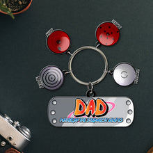 Load image into Gallery viewer, Personalized Gamer Dad Keychain with Ninja Eye Charms Keychains PopCulturePrints

