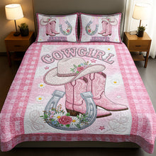 Load image into Gallery viewer, “Embrace Your Inner Cowgirl” - Rustic Cowgirl Quilt Bedding Set - Personalized Gifts for Cowgirls Bedding Set PopCulturePrints
