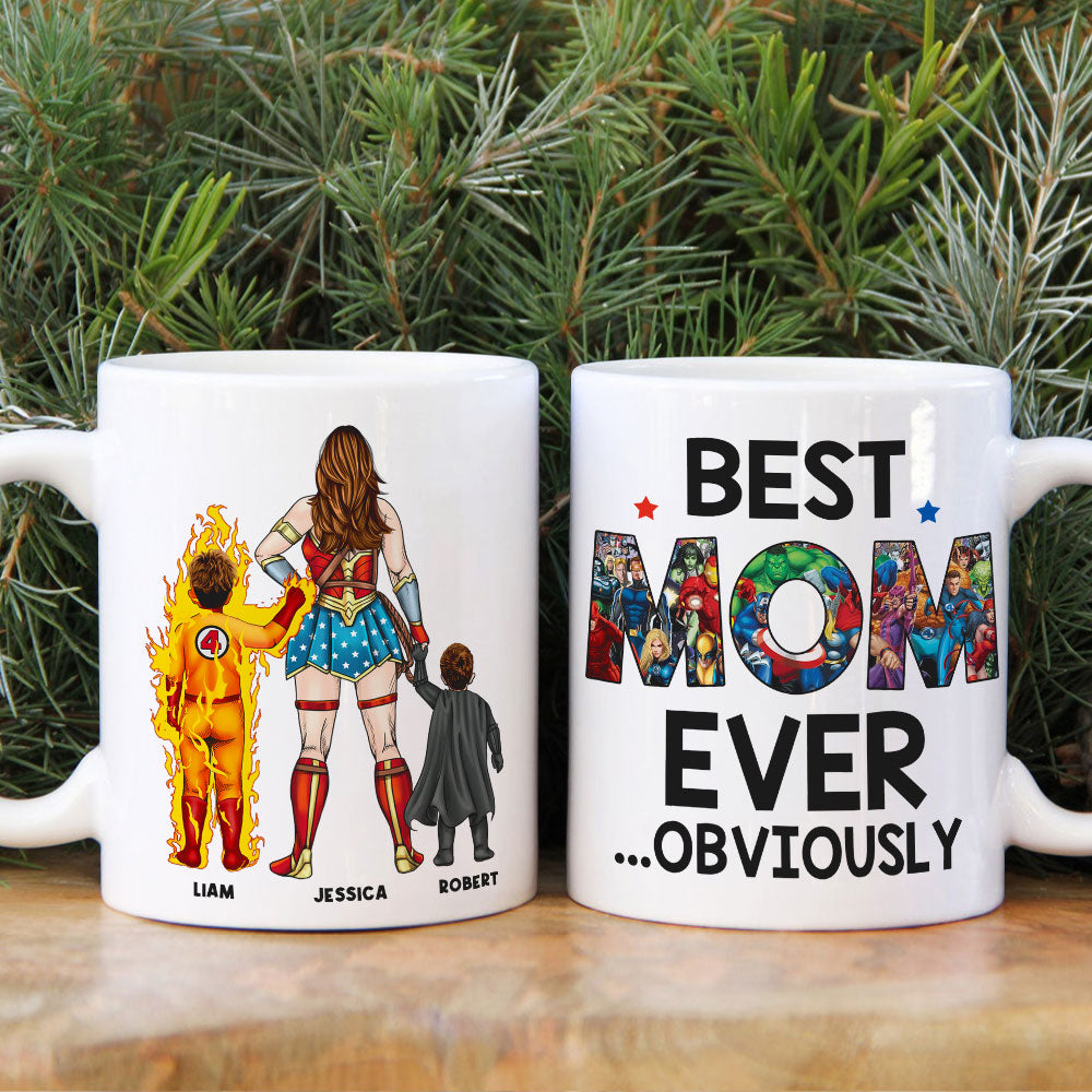 Super Mom Personalized Coffee Mug - Custom Family Gift Coffee Mug PopCulturePrints