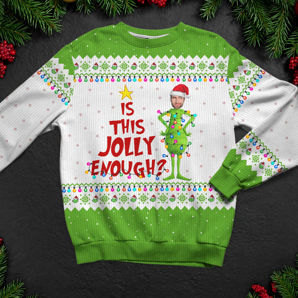 Customizable Christmas 'Is This Jolly Enough?' Ugly Sweater Ugly Christmas Sweater PopCulturePrints