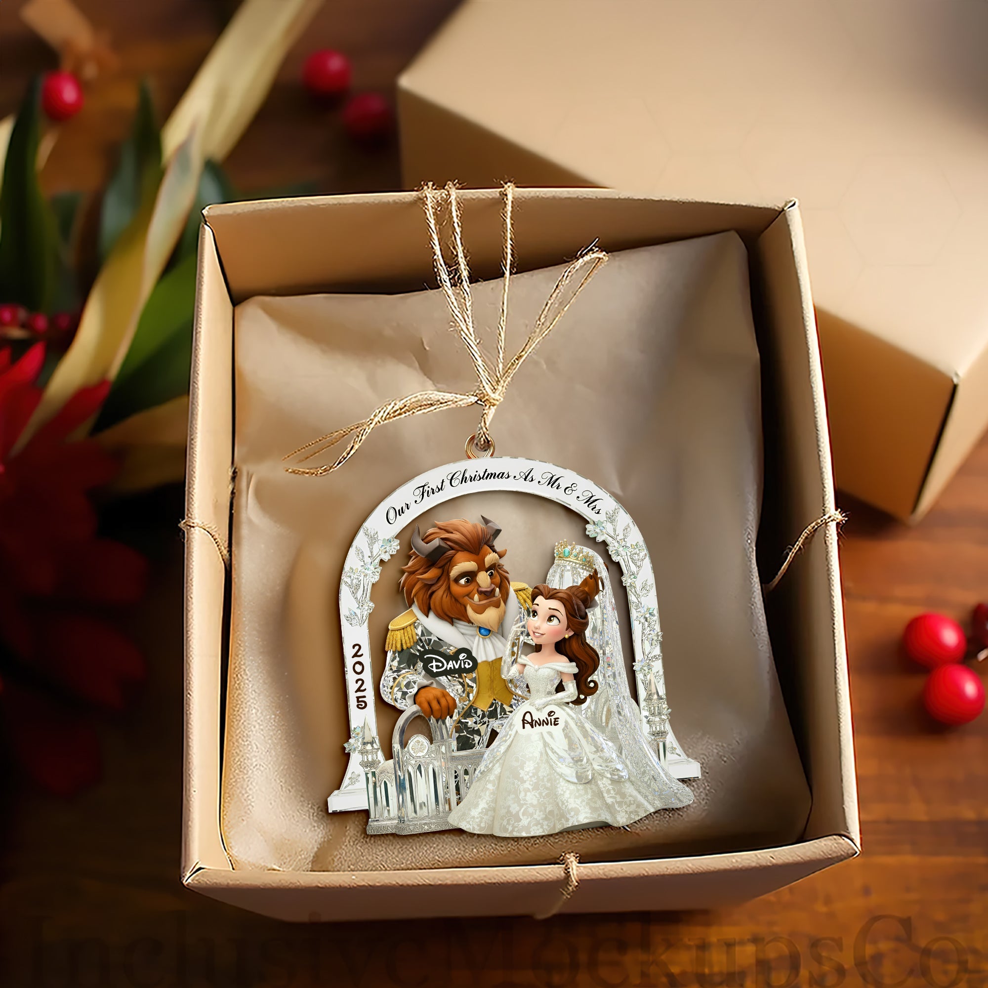 Celebrate Your Love: Personalized Couple's First Christmas Acrylic Ornament - Unique Gift for Friends, Family, and Loved Ones Ornament PopCulturePrints