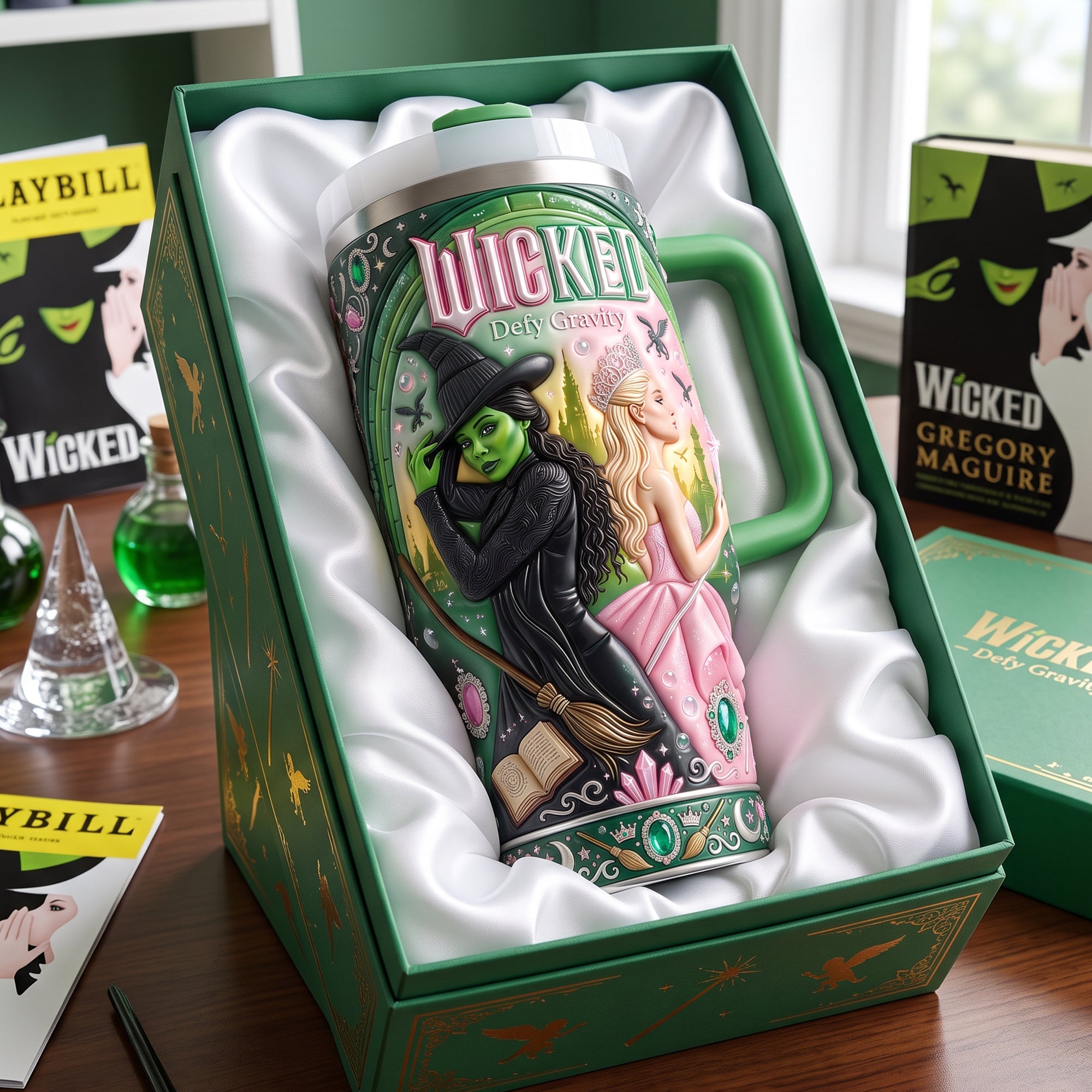 Defy Gravity with Wicked! - Magical Tumbler With Handle, Personalized Gift for Friends