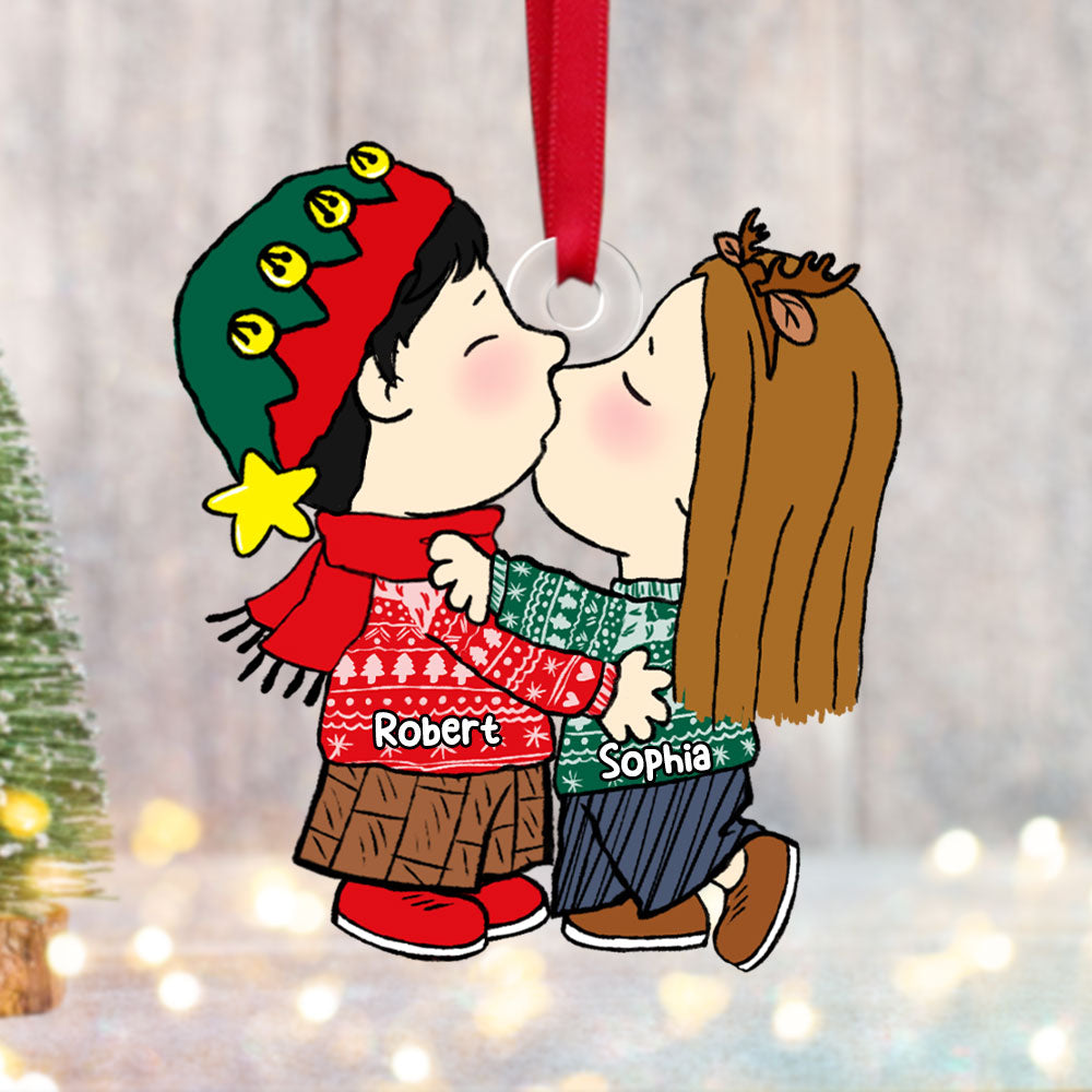 Custom Cartoon Couple Christmas Ornament