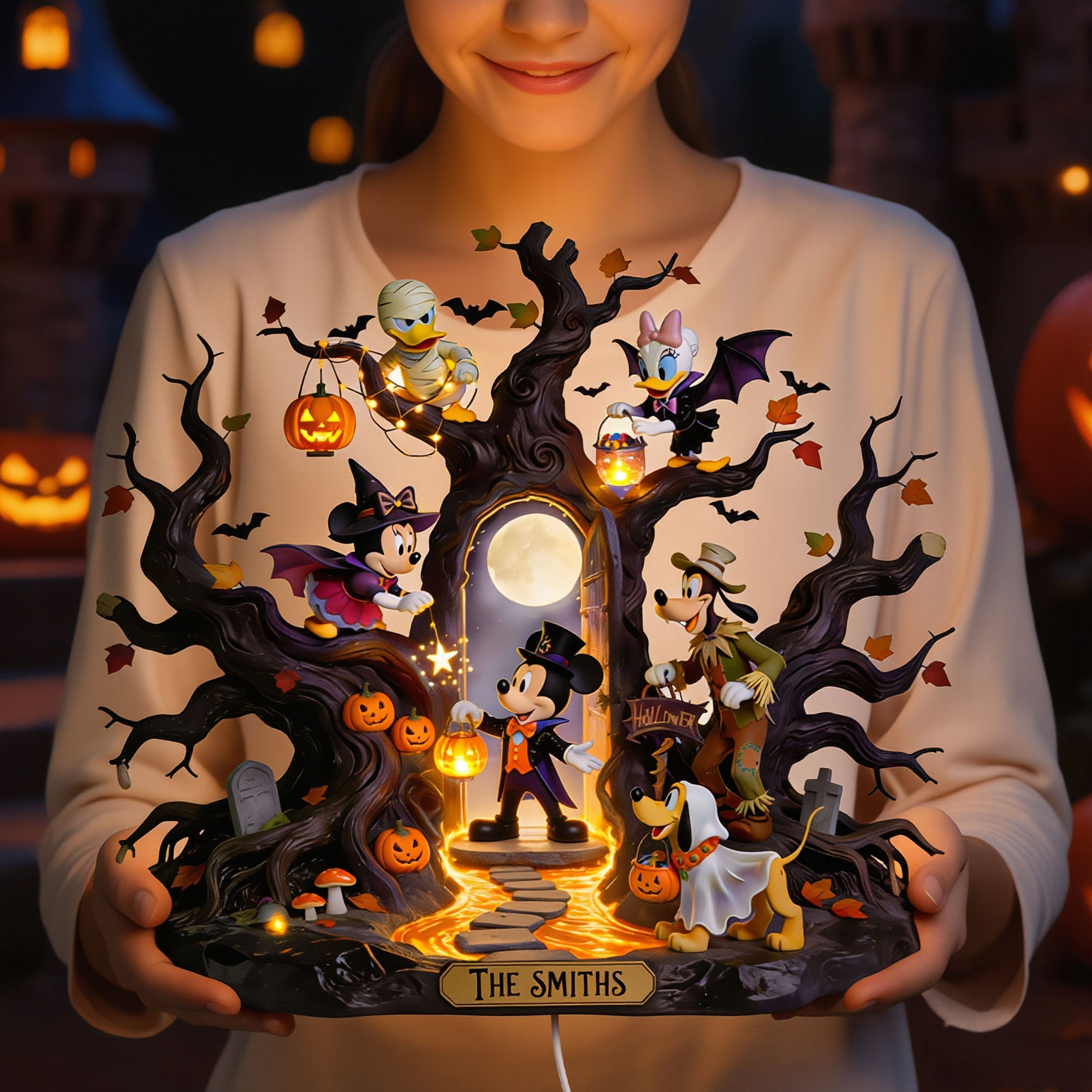 Illuminate Your Halloween Spirit - Cute Spooky Mouse Acrylic Light Box - Personalized Gifts For Family
