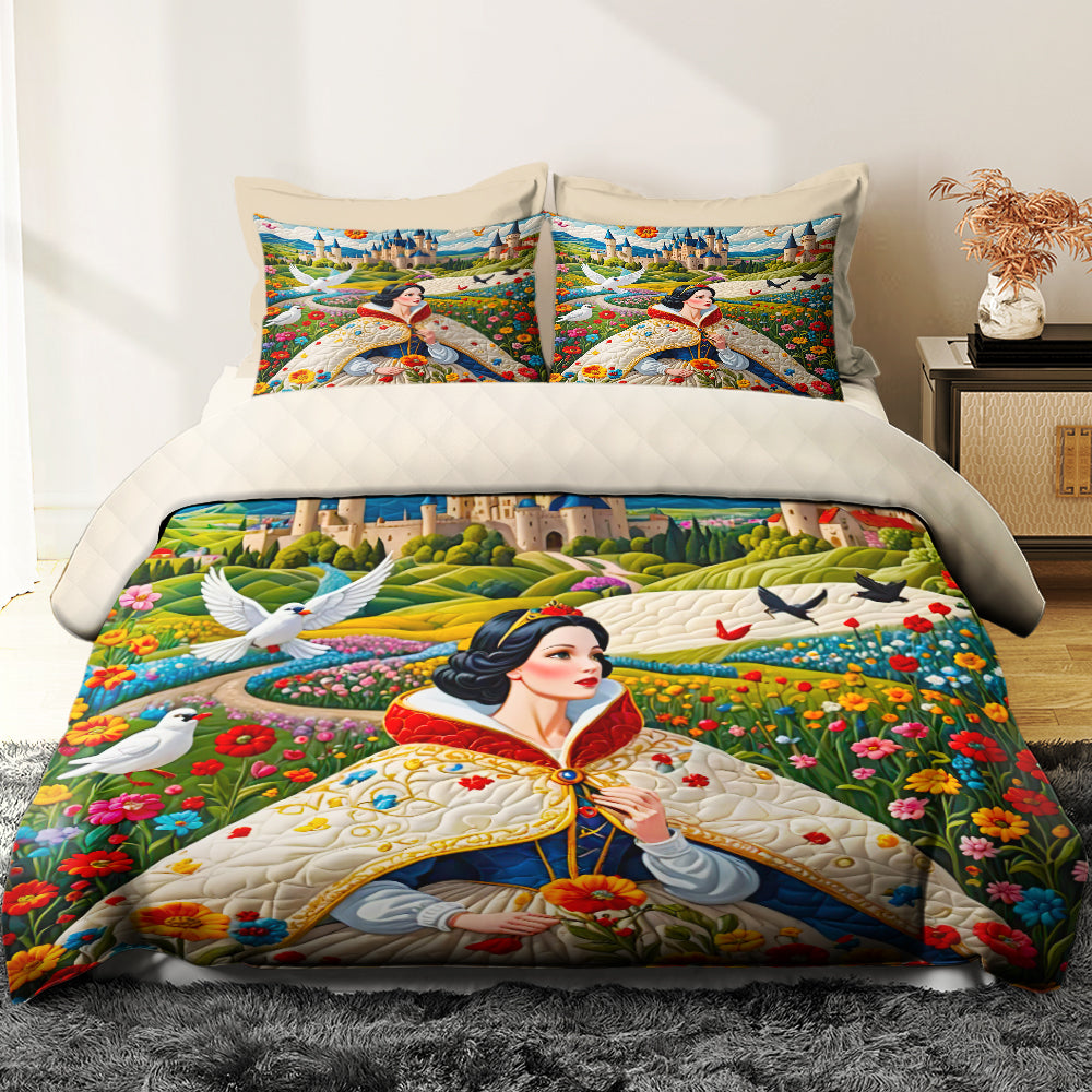 Fantasy Princess Quilt Bed Set - Dreamy Snow White Design Blanket PopCulturePrints