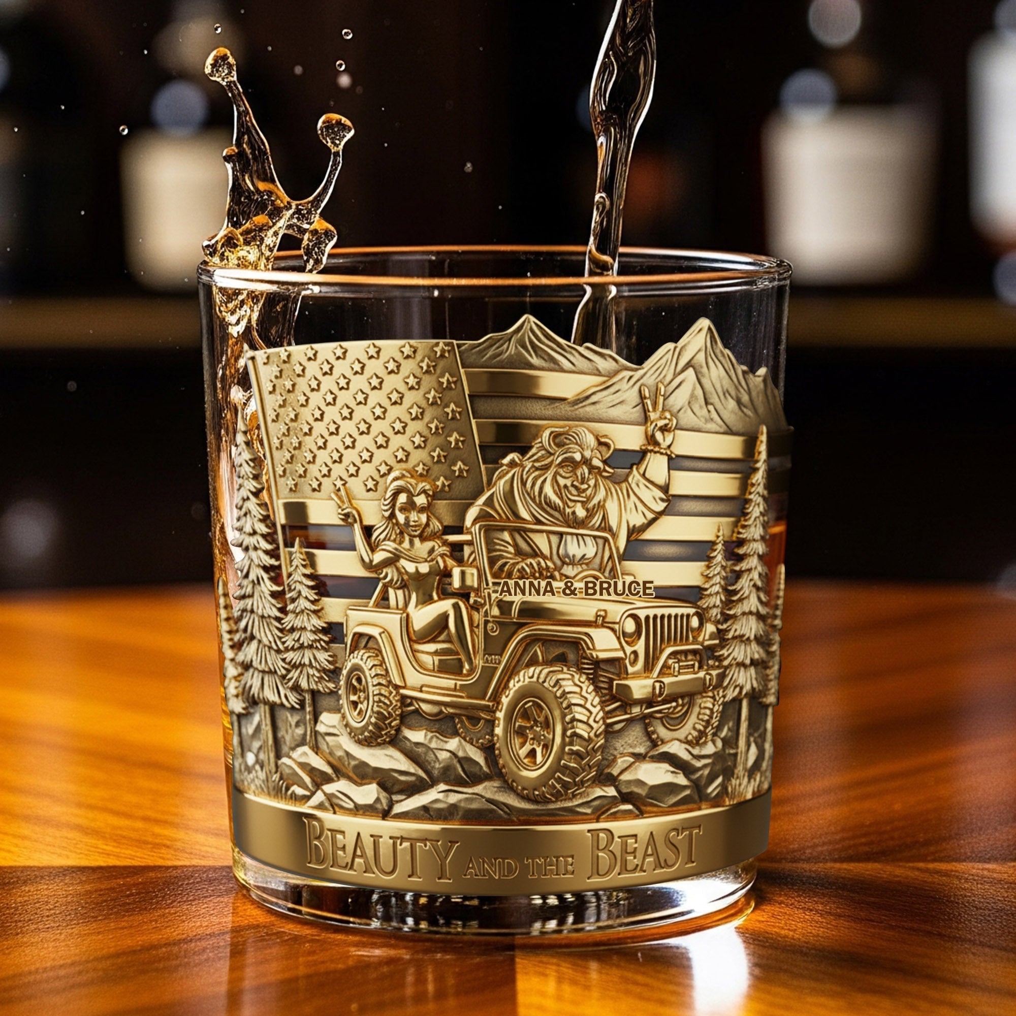 "Adventure Awaits!" Unique Off-Road Design - Personalized Drinking Glass for Off-Road Lovers Whiskey Glass PopCulturePrints