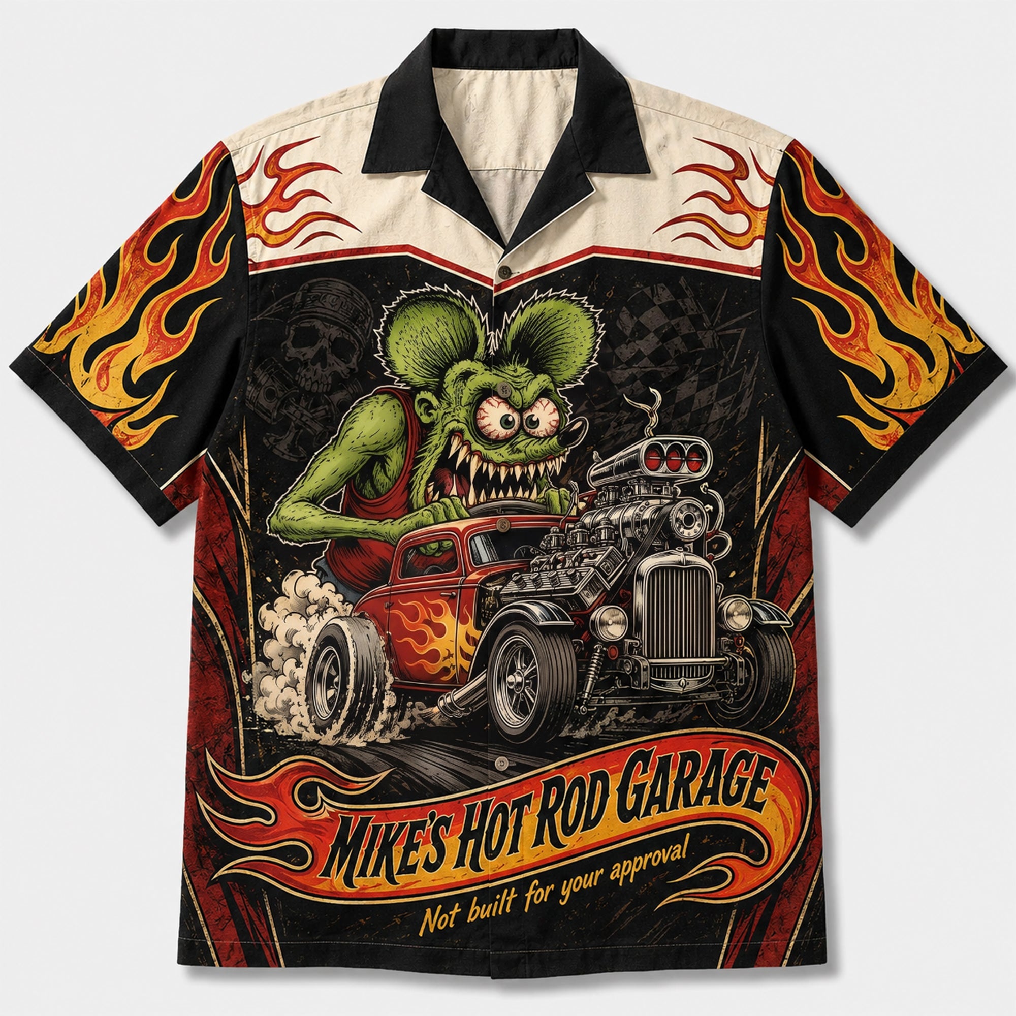 “Rev Up Your Style!” - Outstanding Hot Rod Hawaiian Shirt - Personalized Gift for Hot Rod Lovers