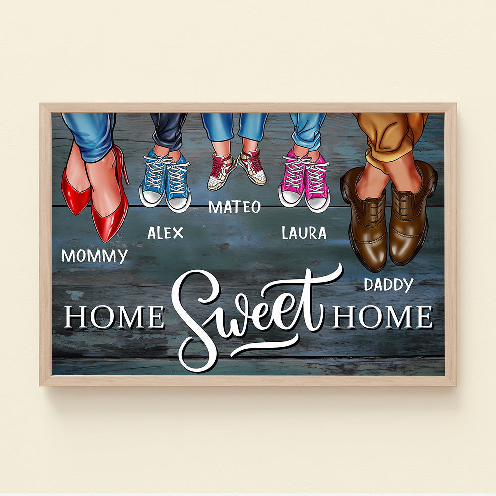 Personalized Family Shoe Canvas Art - 'Home Sweet Home' Design Poster & Canvas PopCulturePrints