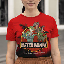 Load image into Gallery viewer, Personalized Dinosaur Mom Shirt - Raptor Family Gift for Mother&#39;s Day AOP Products PopCulturePrints
