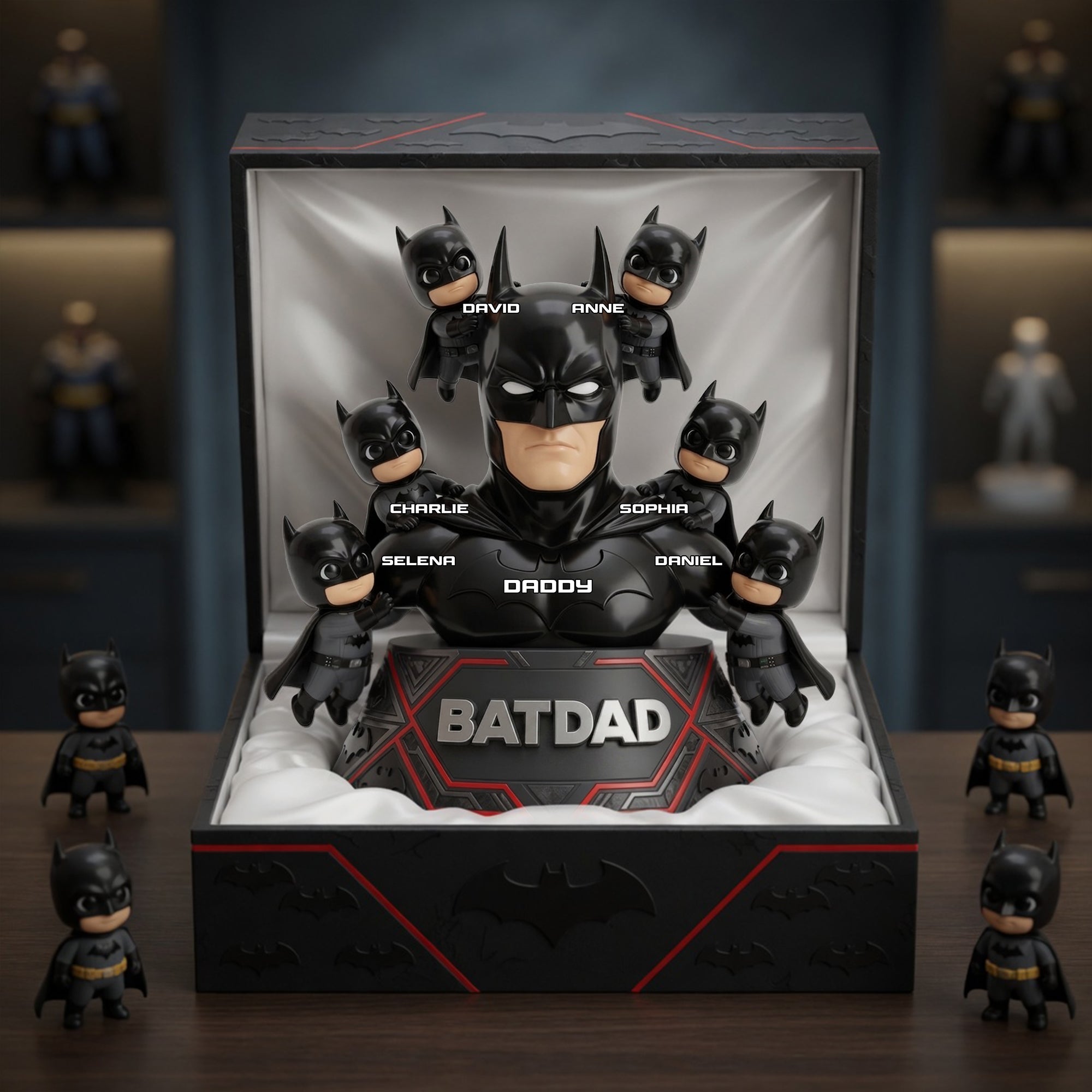 “The Best Superhero in Our Lives” - Shadow Dad And Kids Acrylic Plaque - Personalized Gift for Dad, Grandpa, or any Father Figure Shaped Plaques PopCulturePrints