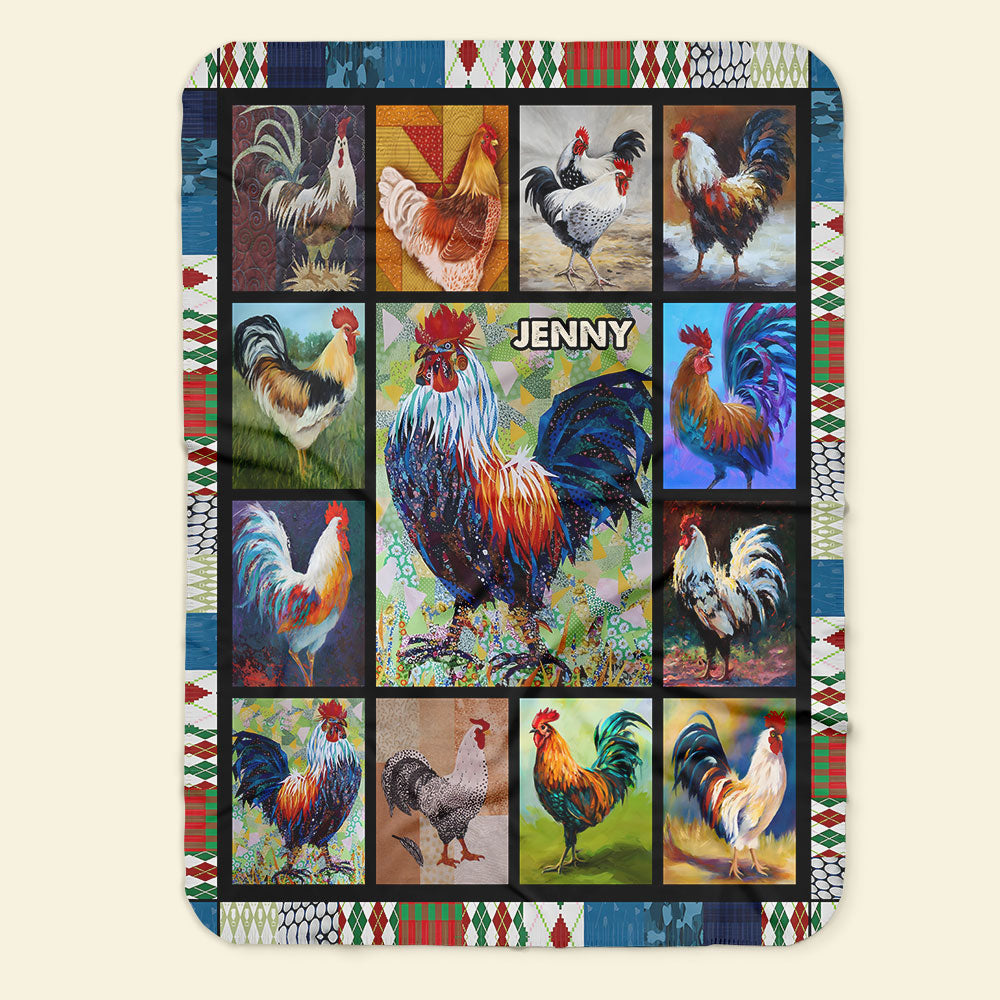 Personalized Chicken Lover Blanket - Custom Rooster Art Blanket PopCulturePrints