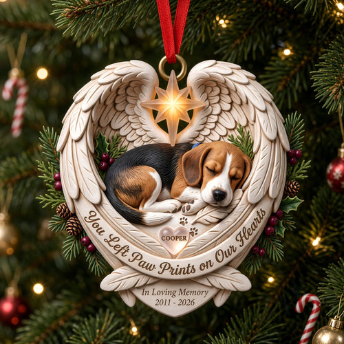 You Left Paw Prints on Our Hearts - Custom Pet Loving Memory Ornament Ornament PopCulturePrints