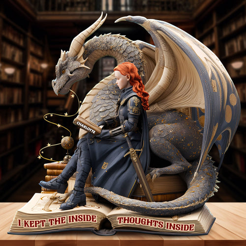 I Kept the Inside Thoughts Inside - Personalized Book Lover Plaque for Book Lovers Shaped Plaques PopCulturePrints