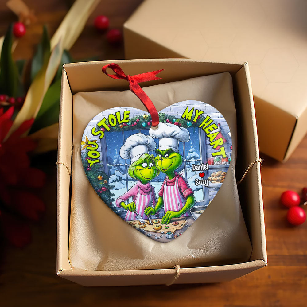 Personalized Grinch Couple Christmas Ornament - Unique Holiday Gift - Valentine's Day Gifts Ornament PopCulturePrints