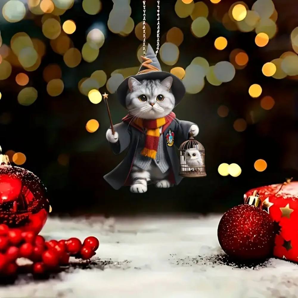 Wizard Cat Halloween Ornament - Magical Gifts for Cat Lovers