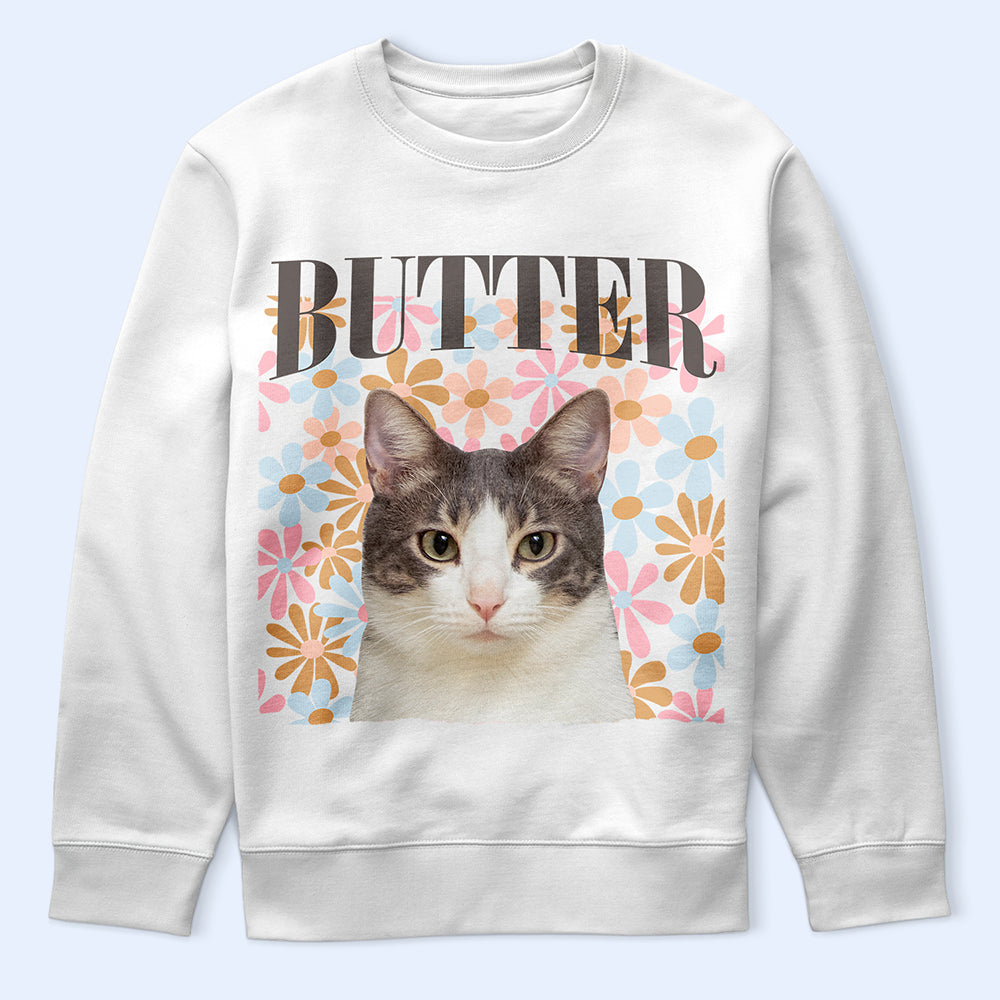 Custom Photo Dog or Cat Pet Floral Pattern T-Shirt - Personalized Gift for Pet Lovers T-shirt PopCulturePrints