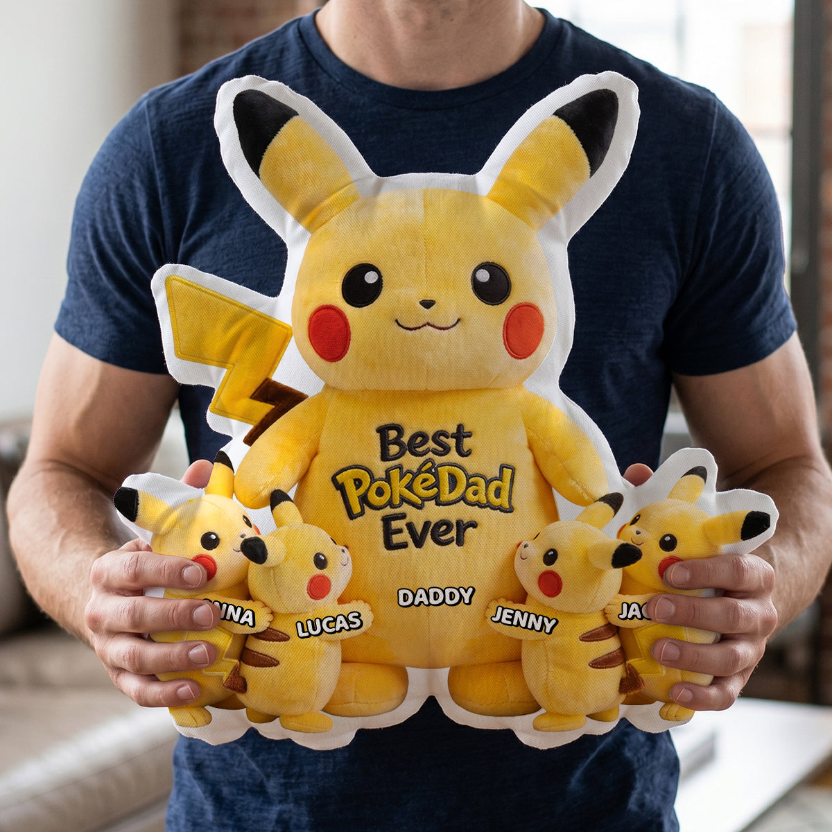 “Best Dad Ever” - Custom Shape Pillow - Personalized Gift for Dads, Grandpas & More