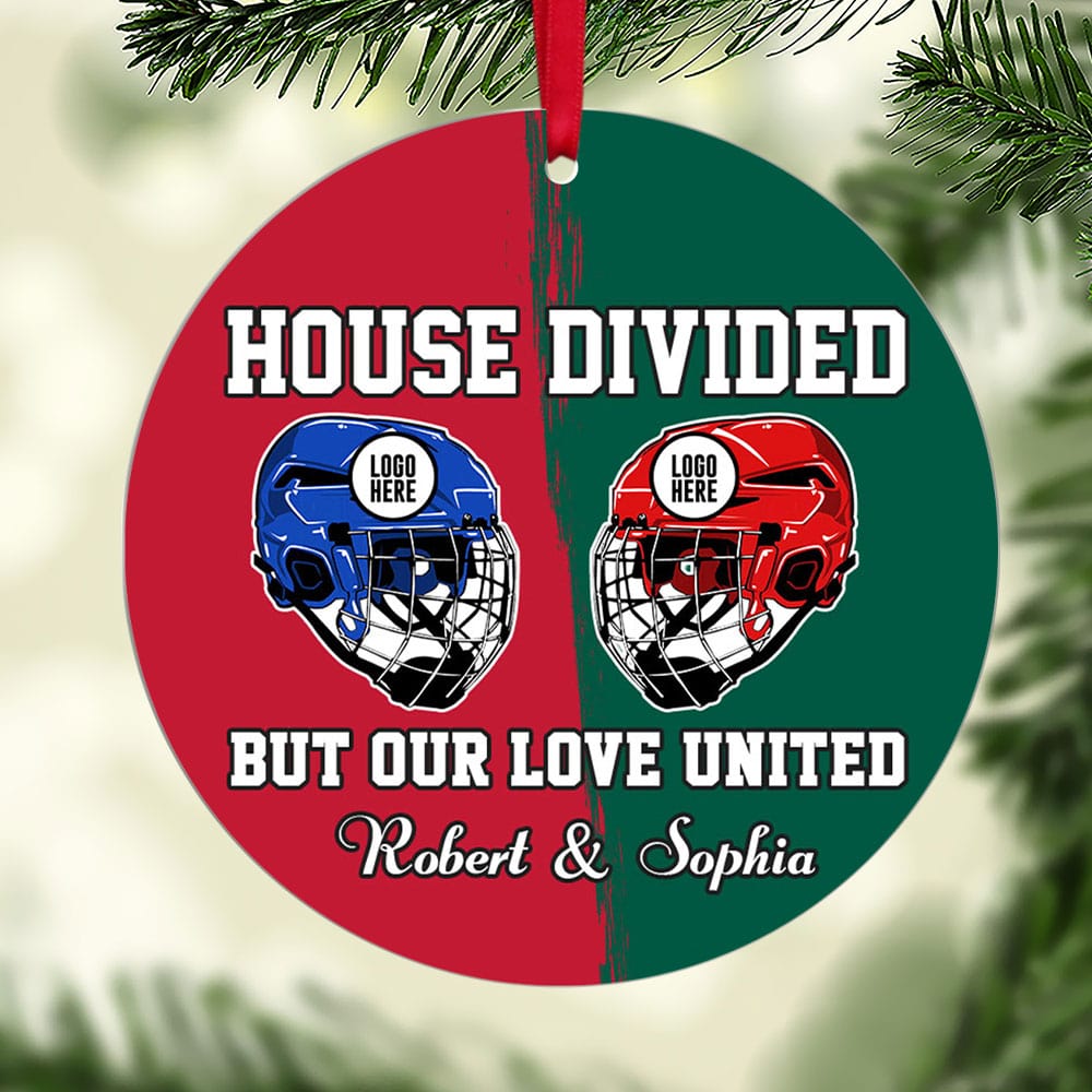 Personalized Ice Hockey Lovers Christmas Ornament for Couples - Valentine's Day Gifts Ornament PopCulturePrints