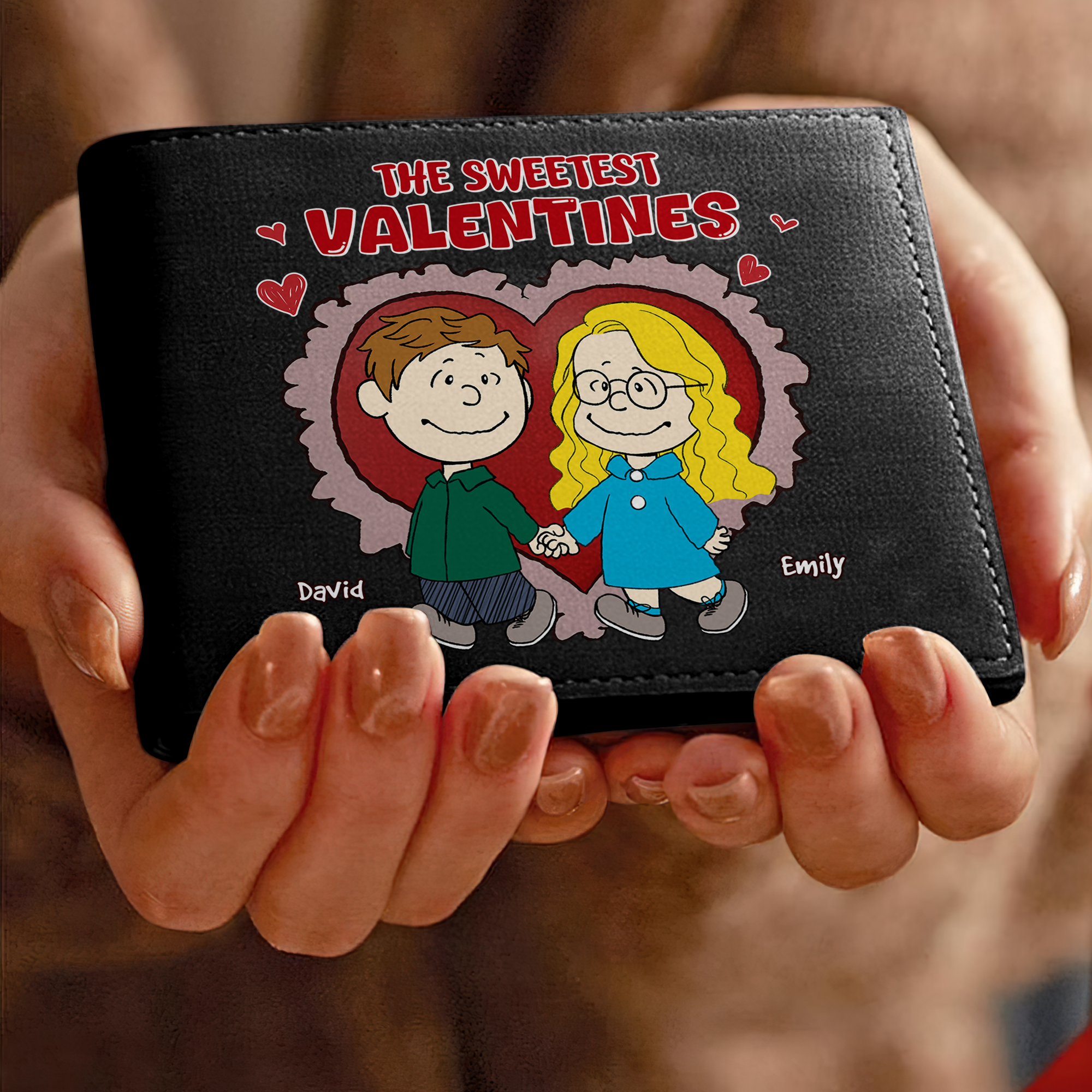 Personalized PU Leather Wallet for Couples - Sweetest Valentines Leather Wallet PopCulturePrints