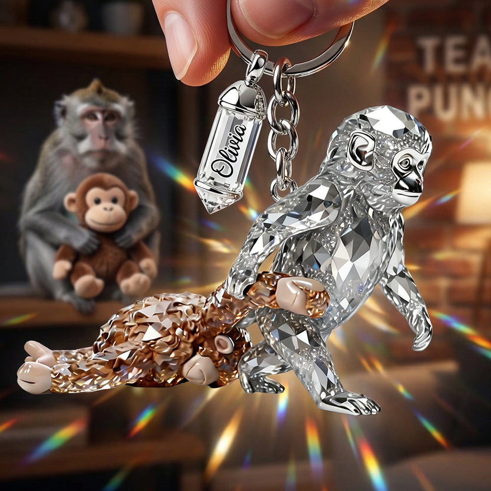 "Swing into Joy with a Monkey Twist" - Personalized Monkey Punch Viral Acrylic Keychain - Unique Gift for Monkey Lovers Keychains PopCulturePrints