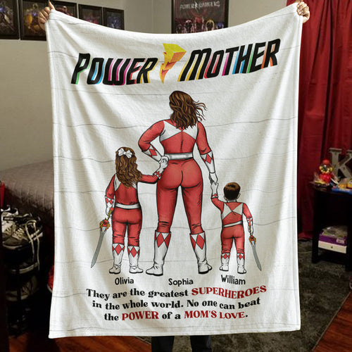 Custom Supermom & Kids Blanket - Power Mother Blanket PopCulturePrints