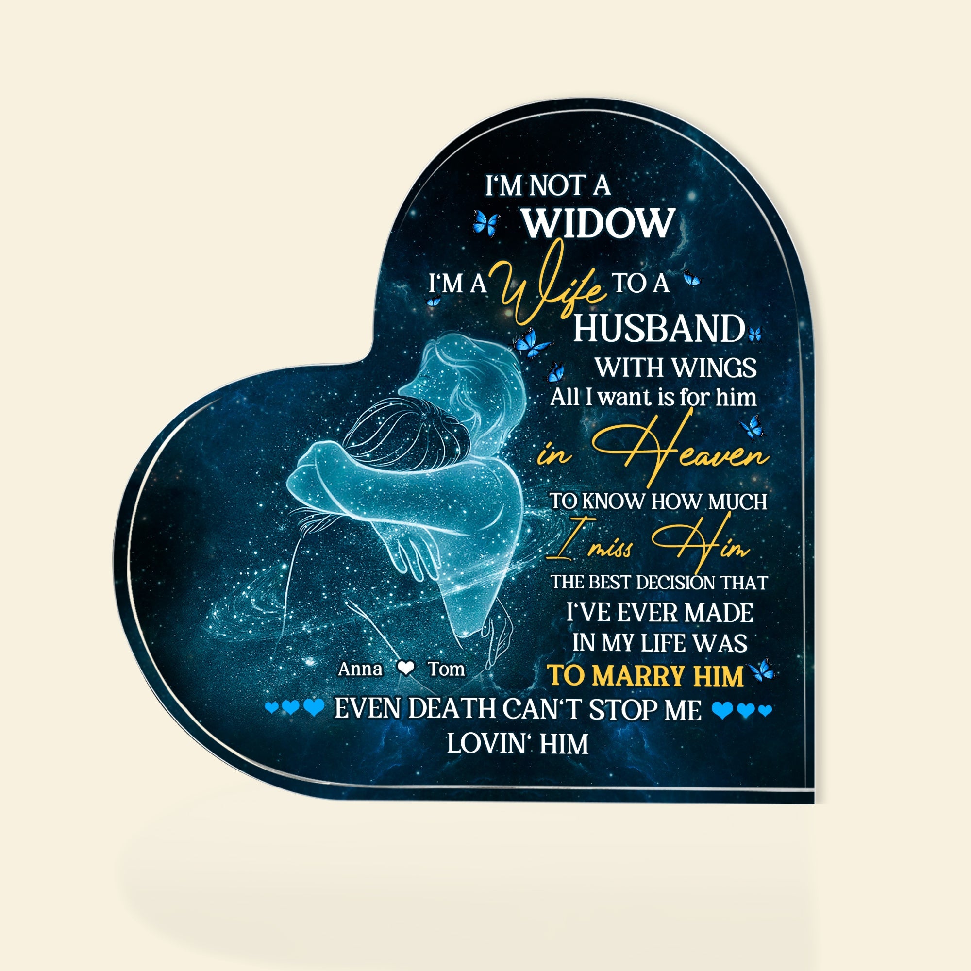 Heavenly Husband Memory Personalized Heart Acrylic Plaque Decorative Plaques PopCulturePrints