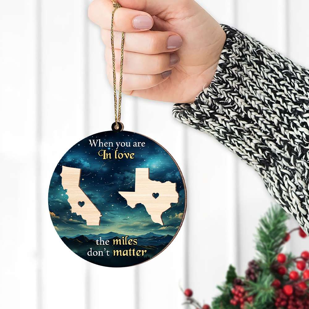 Personalized Long Distance Love Wooden Ornament Ornament PopCulturePrints