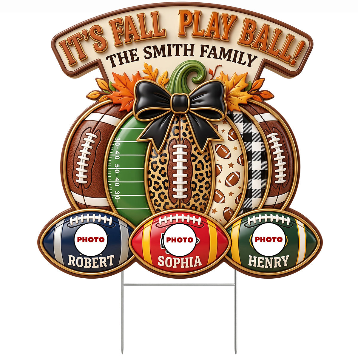 It's Fall Play Ball - Personalized Sport Lovers Yard Sign for Halloween