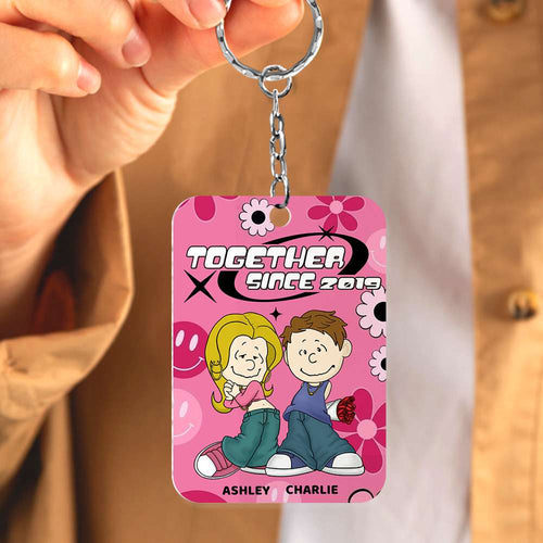 Personalized Couple Keychain - Together Since 2019 Keychains PopCulturePrints