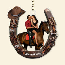 Load image into Gallery viewer, Personalized Horse Riding Acrylic Keychain for Couples | Unique Love Gift Keychains PopCulturePrints
