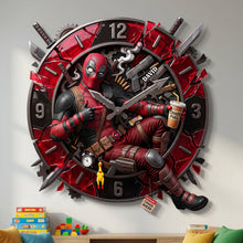 Load image into Gallery viewer, Red Mask Acrylic Wall Clock - Personalized Gifts 01paqn180726 Hanging Wall Clock PopCulturePrints
