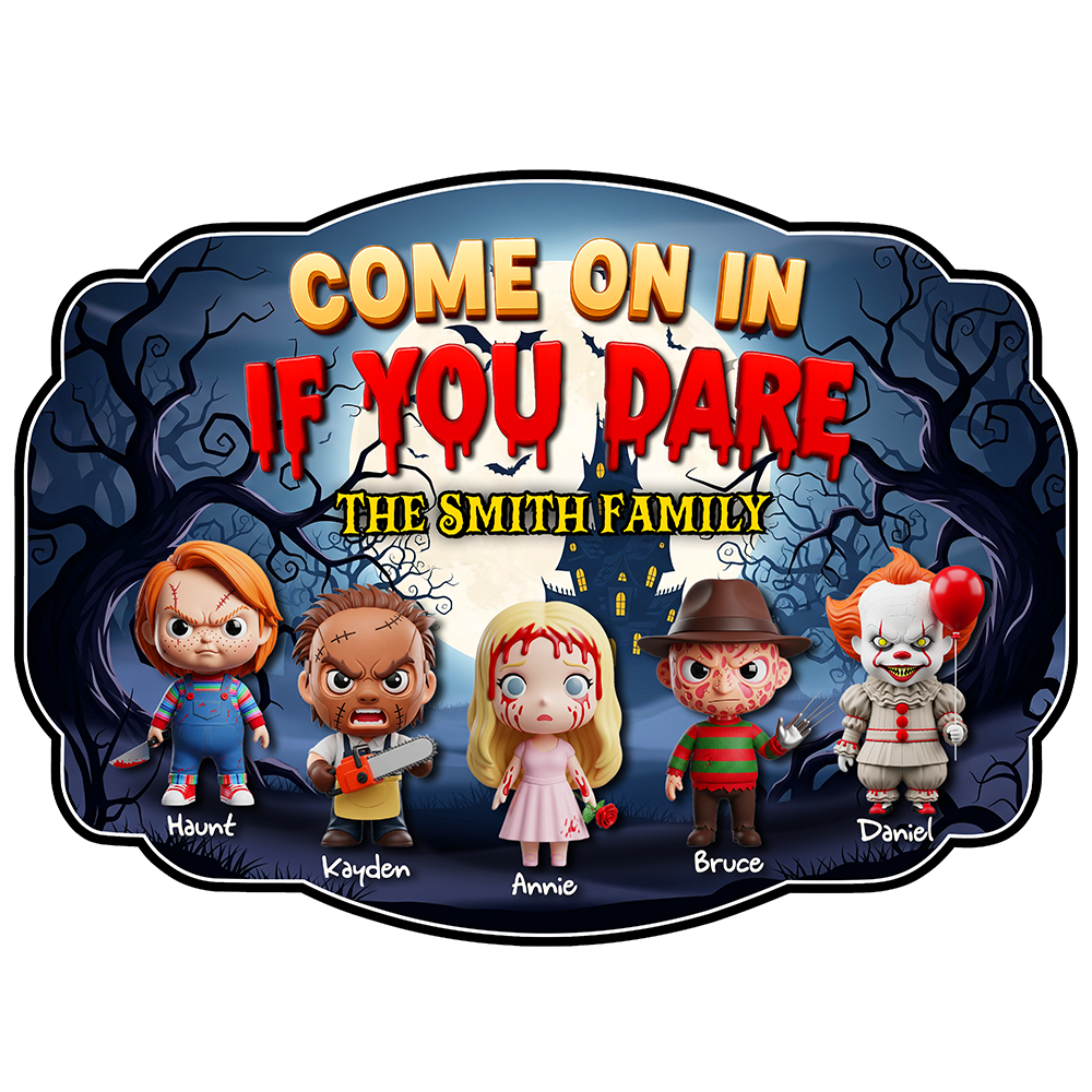 Embrace the Spookiness: Haunted Family Wood Sign - Personalized Gift for Halloween Lovers Wood Sign PopCulturePrints
