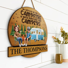 Load image into Gallery viewer, Husband &amp; Wife Camping Partners For Life - Custom Personalized Wood Sign Gift Wood Shaped Sign PopCulturePrints
