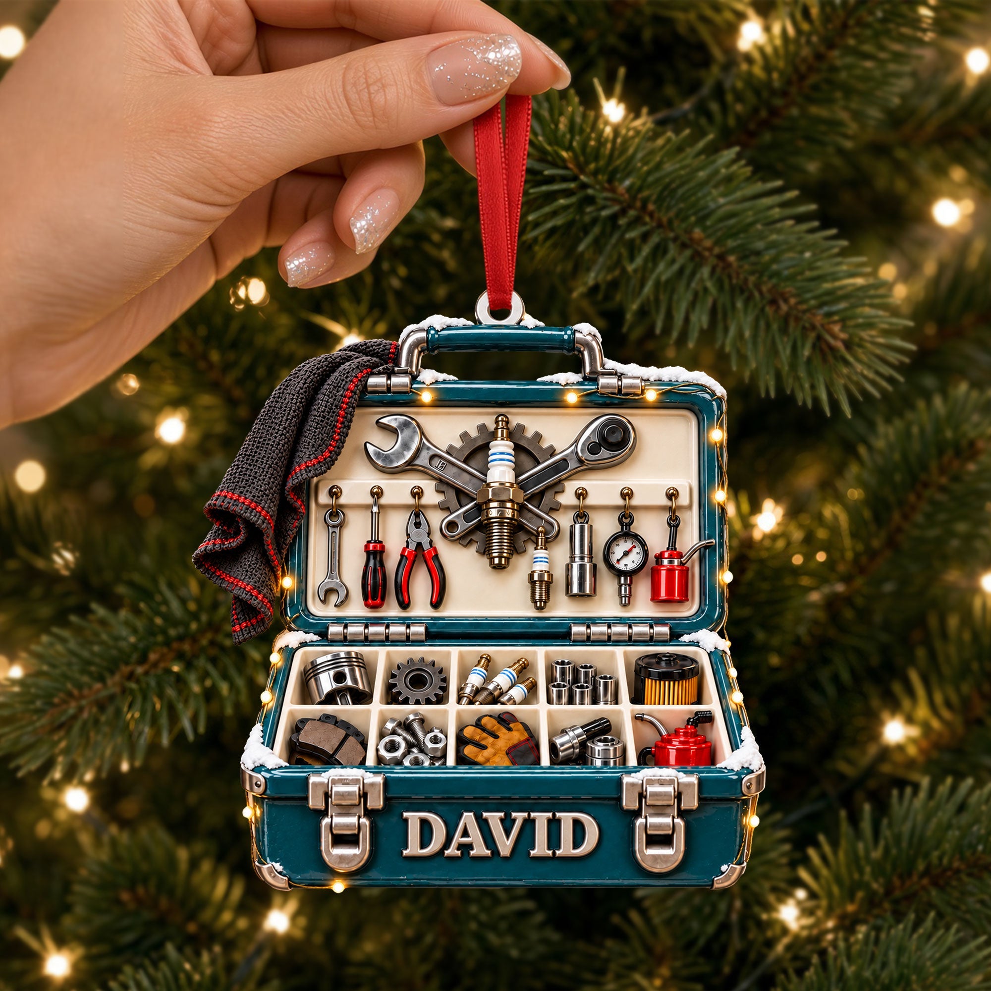 Celebrate Christmas with Our Personalized Mechanic Tool Box Ornament - Perfect Gift for Mechanics Ornament PopCulturePrints