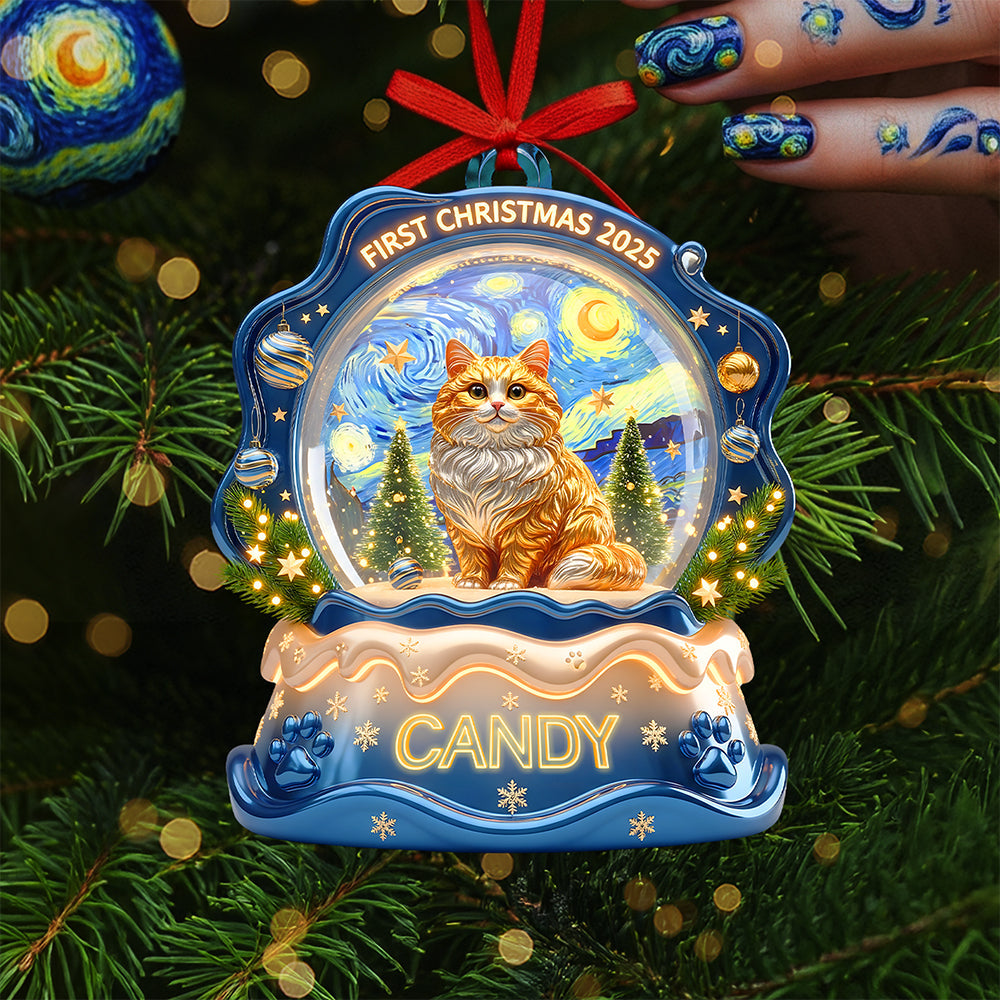 "Celebrate Your Feline Friend - Slay Cat Christmas Ornament" - Personalized Gift for Cat Lovers Ornament PopCulturePrints