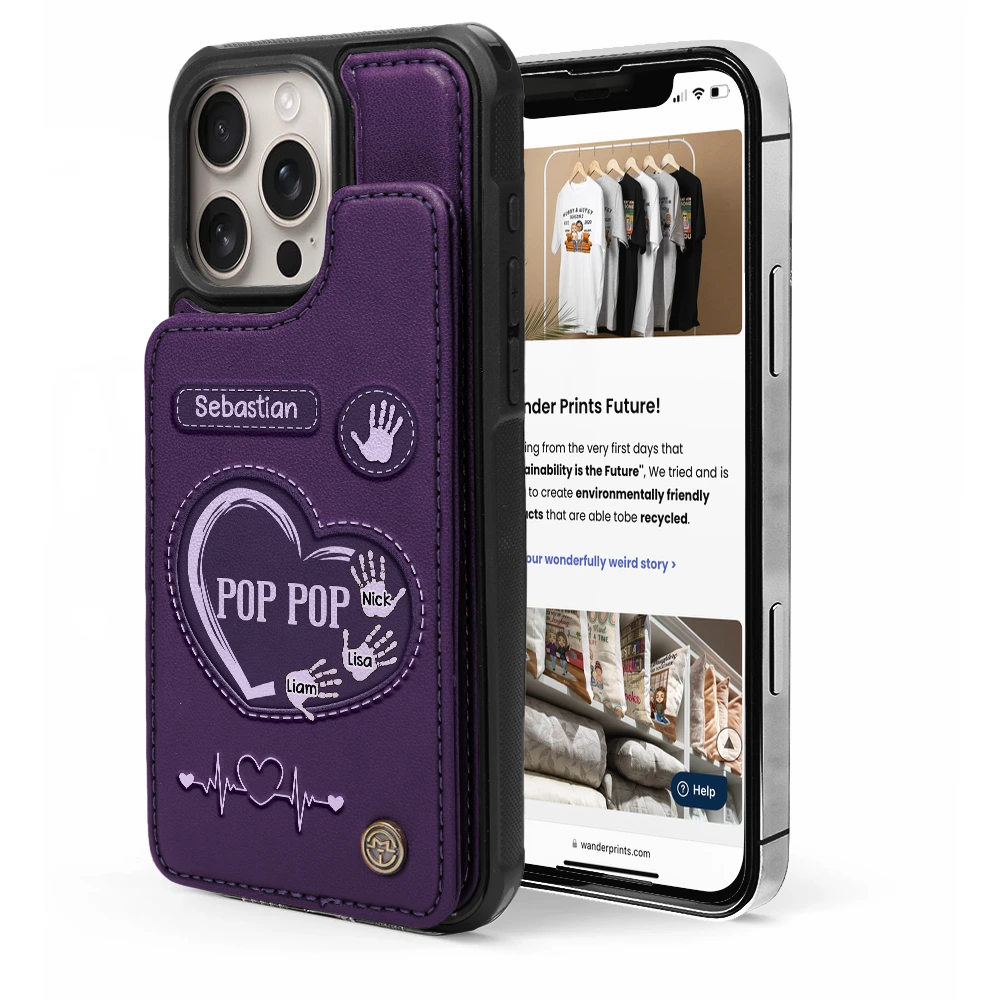 Hand Prints, Love Forever - Personalized Leather Flip Wallet Phone Case Leather Flip Wallet Phone Case PopCulturePrints