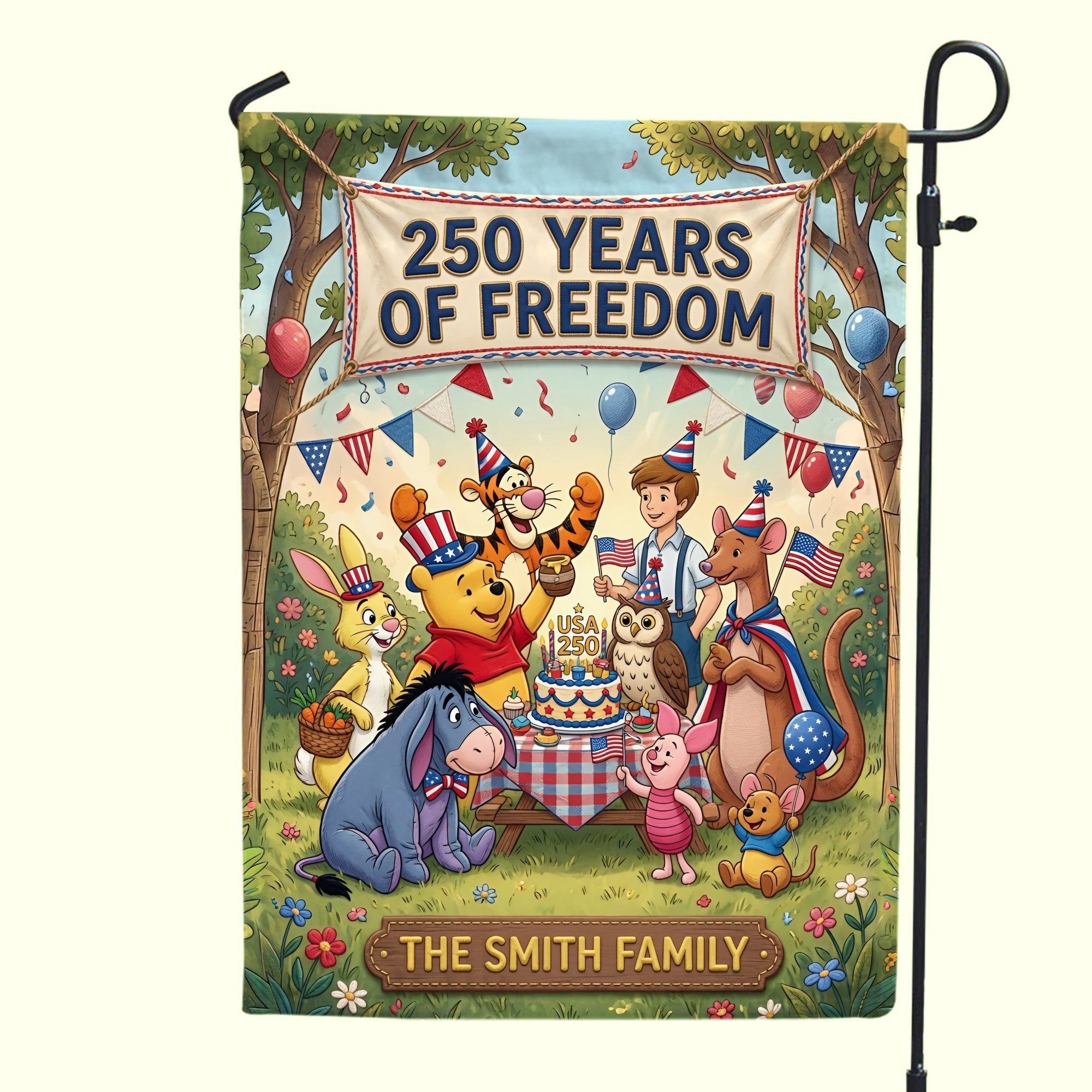 "Celebrate 250 Years of Freedom with Your Family - Personalized Garden Flag for Special Occasions"
