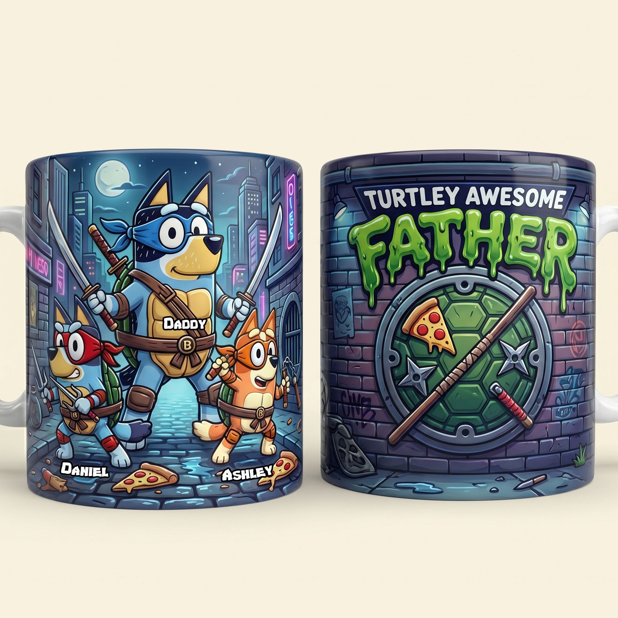 Turtley Awesome Father - Personalized Coffee Mug for Dads and Grandpas Coffee Mug PopCulturePrints