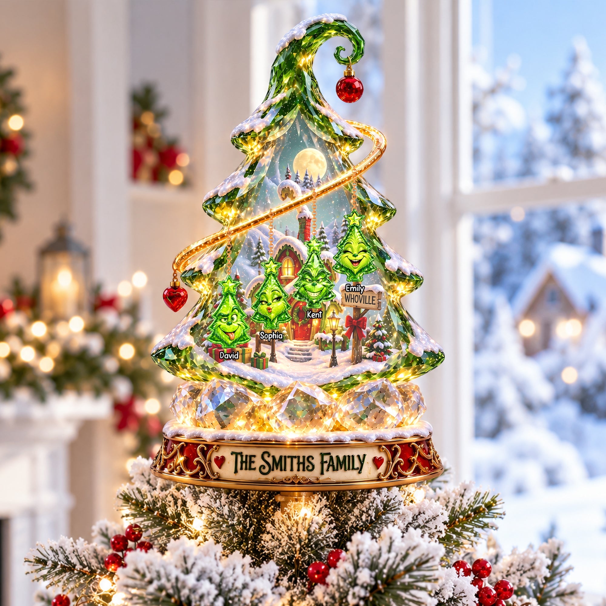 Whimsical Family Acrylic Christmas Tree Topper - Personalized Gifts For Family 03ohqn070926 Ornament PopCulturePrints