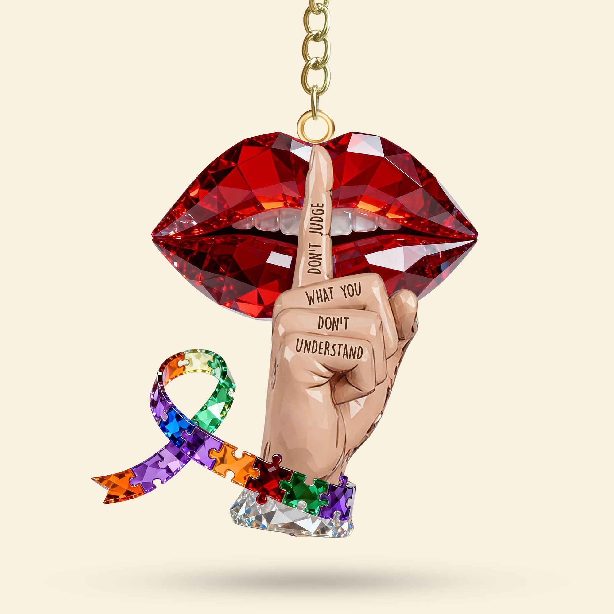 “Don't Judge What You Don't Understand” - Autism Keychain - Personalized Gifts for Autism Awareness Keychains PopCulturePrints
