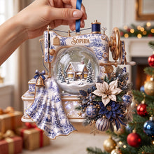 Load image into Gallery viewer, Embrace the Holidays with a Touch of Elegance - Personalized Toile de Jouy Christmas Sewing Ornament
