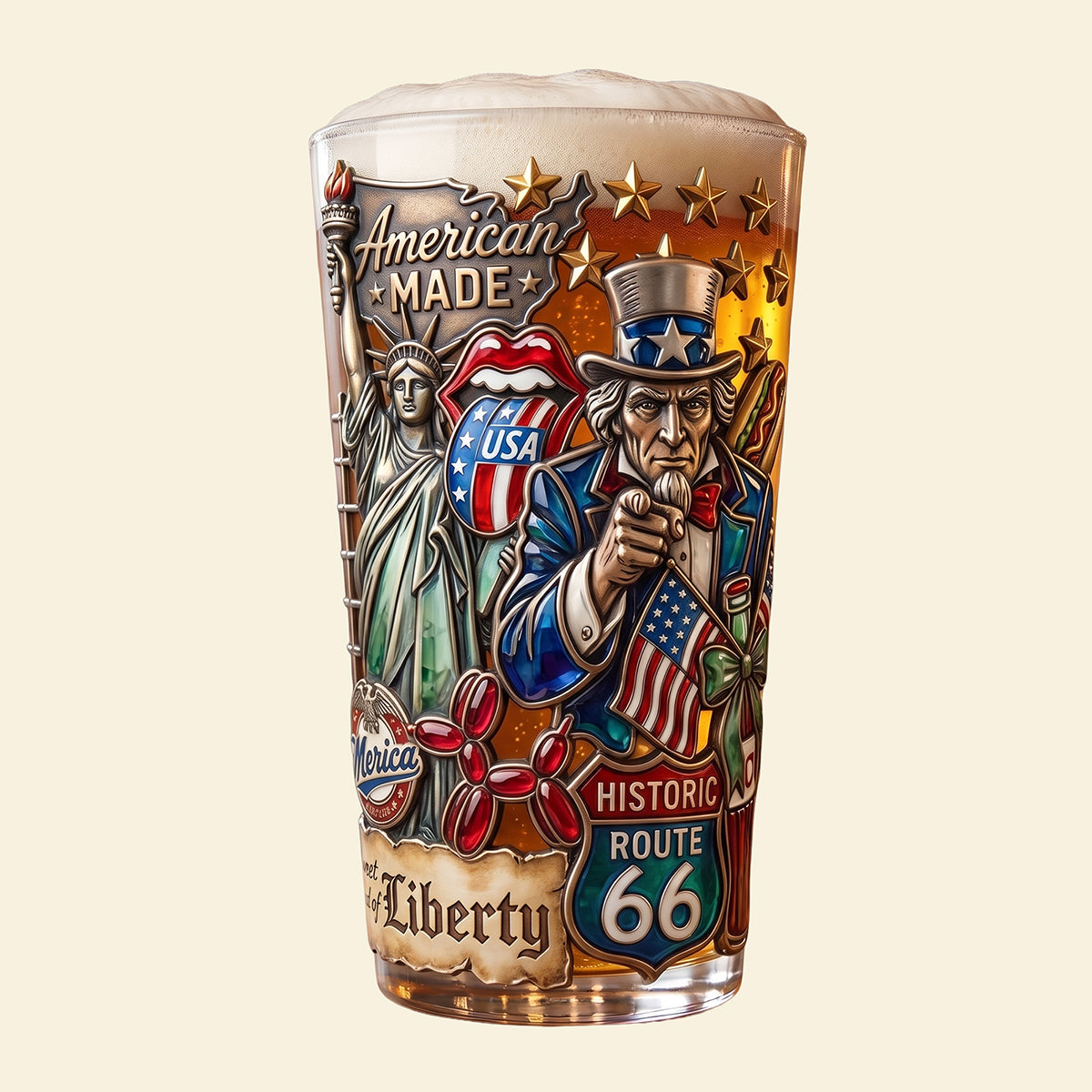 "Celebrate Your Patriotism!" - Personalized Patriotism Beer Glass - Custom Gifts for Veterans, Friends, and Family